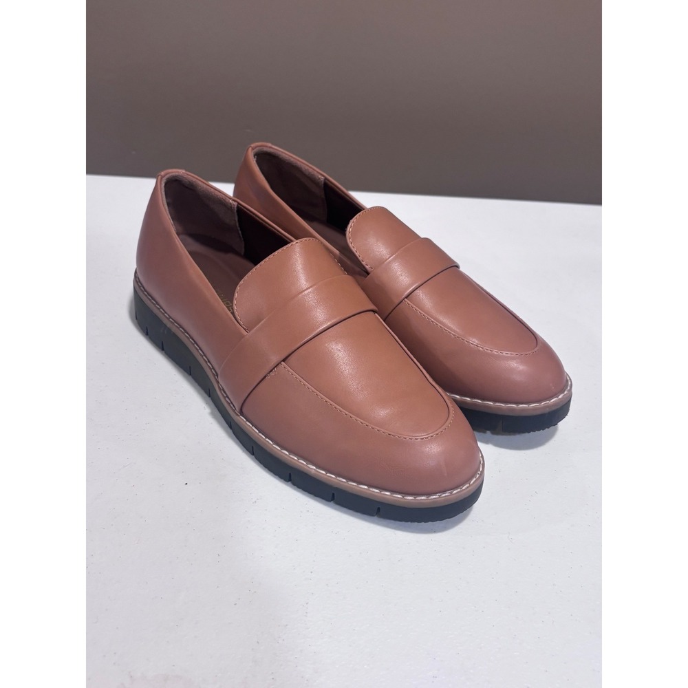 Dream Pairs Women's Penny Loafers Tan Brown Lug Sole Slip On Shoes Size 8.5
